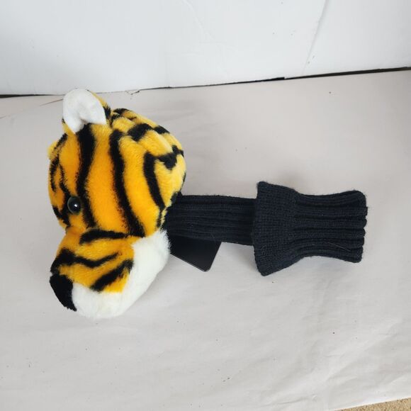 Vintage Orange‎ Tiger Plush Golf Club Head Cover #1 Tag Driver sock protection - Picture 5 of 5